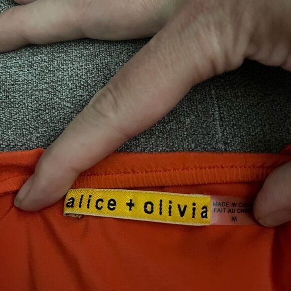 Alice + Olivia Orange Silk Halter Ruffle Tie Top Medium - Picture 5 of 5